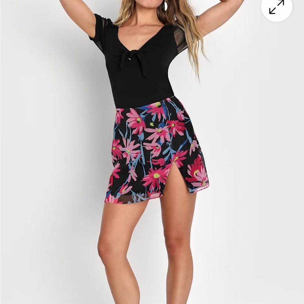 Lulus Floral Mini Skirt